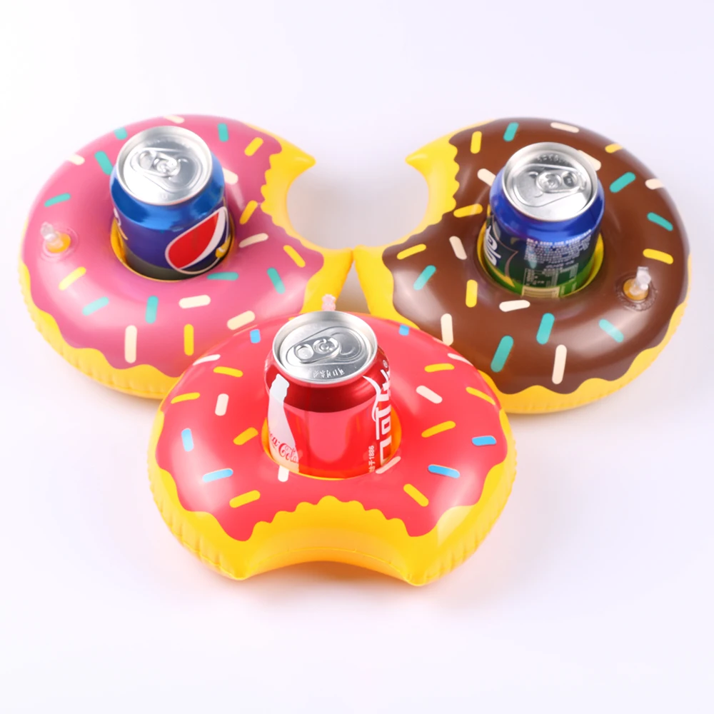 

3pcs/lot Donuts Inflatable Water Drink Floating Cup Holder Circle For Swimming Pool Party Decorations