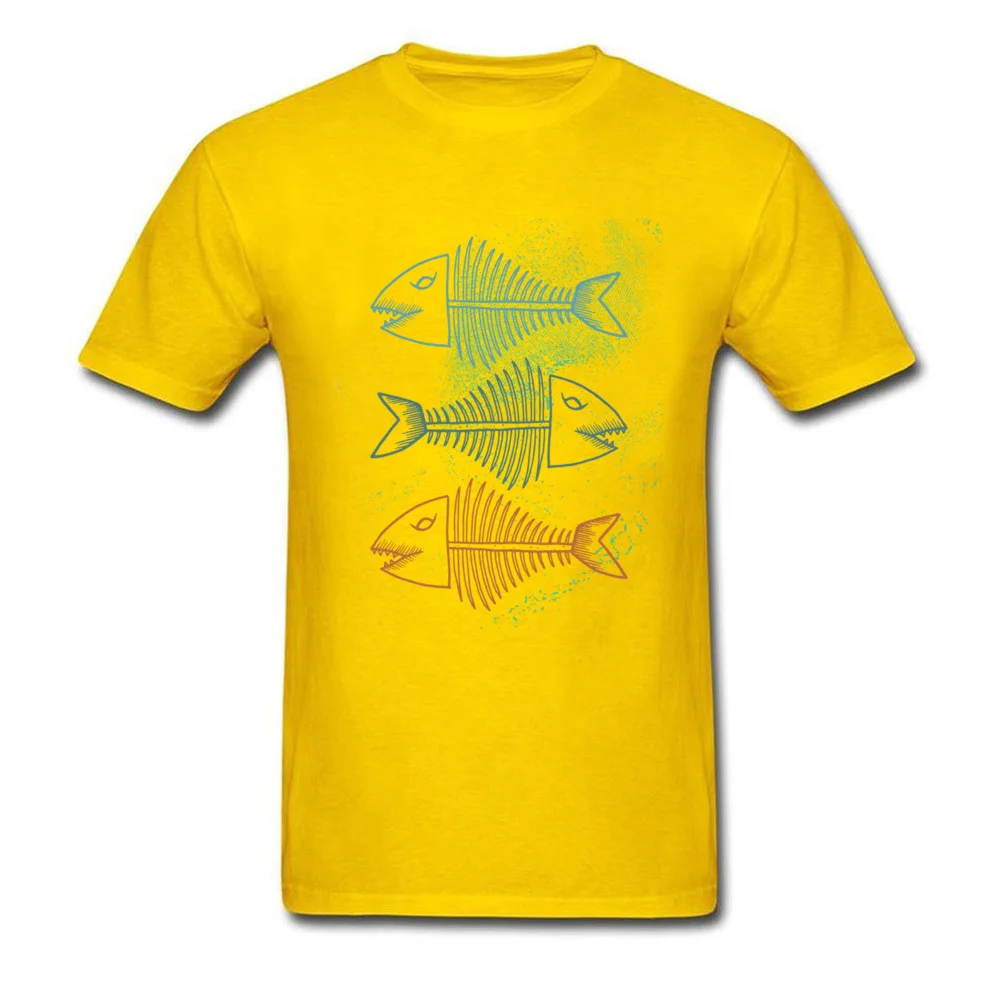 O Neck Fish Bones All Cotton Male Tshirts Casual Short Sleeve Tops T Shirt 2018 New Normal T-shirts Free Shipping Fish Bones yellow