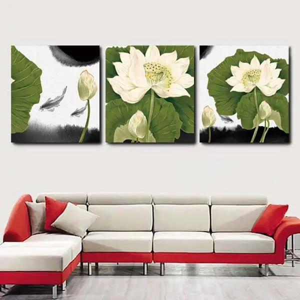 2017 Hot Sale Pieces Flower Wall Art Modern Wall Painting Modern Lotus