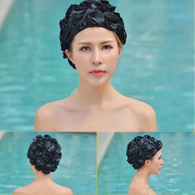 Cheap Swim Cap for Woman Flower Swim Cap Swimming Hat for Long Hair Floral Caps Girl Sexy Swimsuit Swimwear Bathing Suit Beachwear
