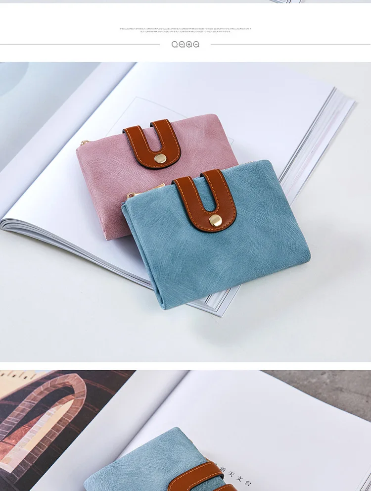 Women Wallet Short Style Lady's Luxury Brand Wallets Scrub Leather Female Zipper& Hasp Purse for Coins Carteira Feminina