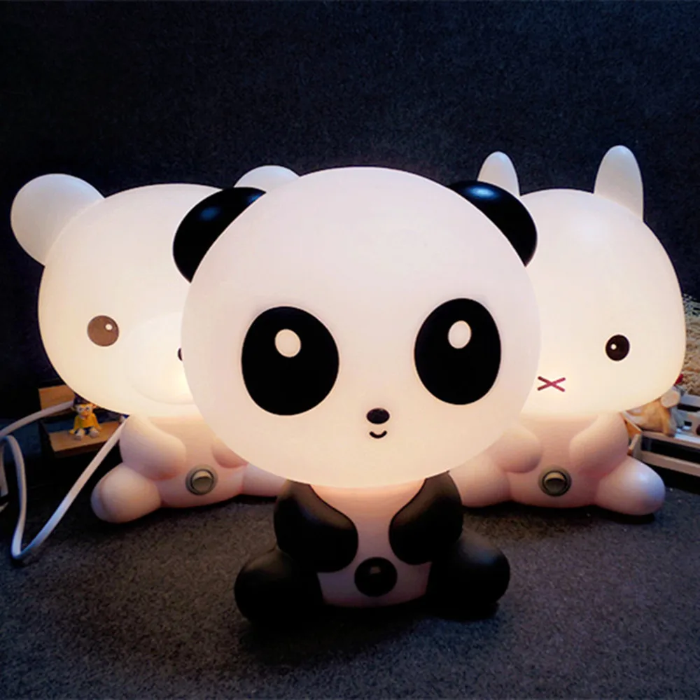 

Bear Dog Panda Rabbit LED Night Light 220V Cartoon Silicone Animal Desk Table Lamp Bedside Lamp for Children Kids Baby US Plug