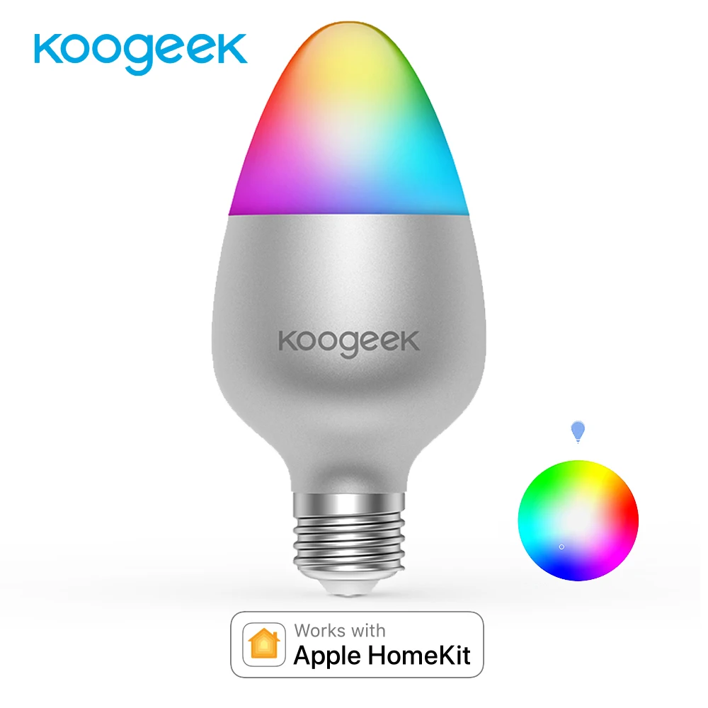 

Koogeek Smart WiFi Light Bulb E27 8W Color Changing Dimmable LED Bulbs Works with Apple HomeKit Support Siri Schedules Timers