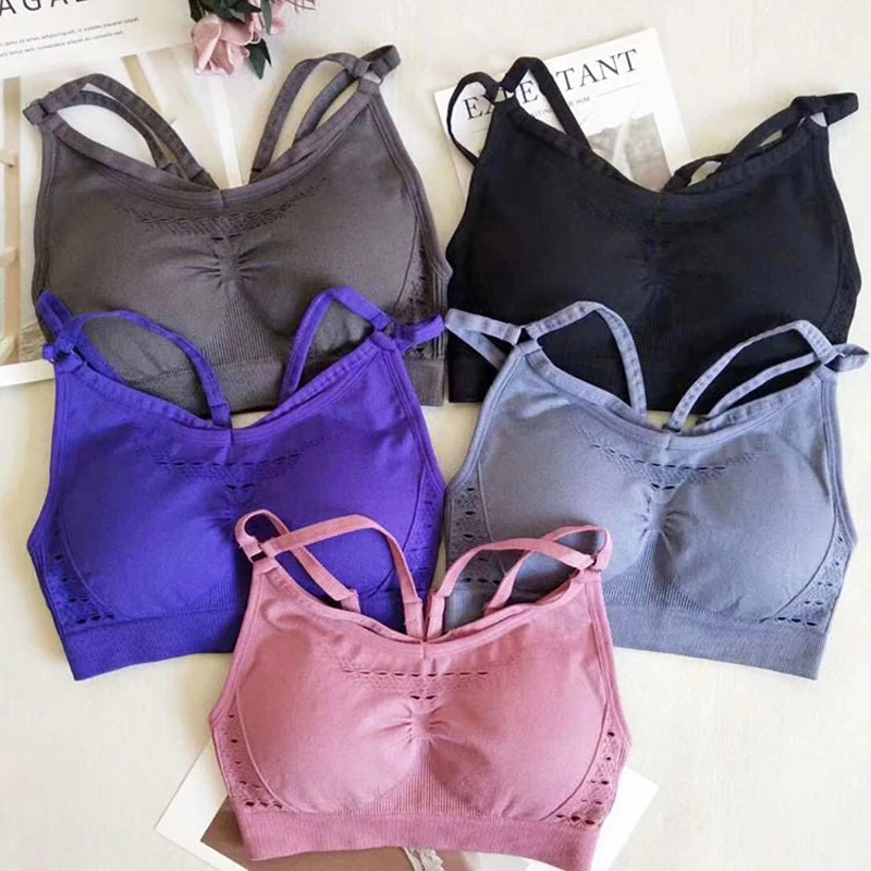 Women Fitness Energy Seamless Crop Top Girls Gym Cropped Top Fitness Yoga Bra Padded Push Up Sports Bra