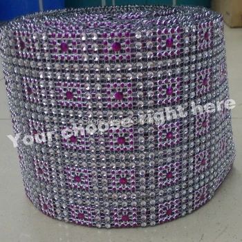 

Big Promotion silver round shape plastic rhinestone mesh trimming sewing mesh trim 10yard/ roll for garment bag shoes