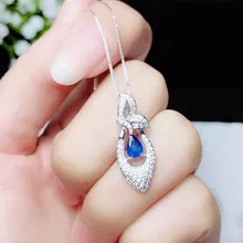 Сапфировое Ожерелье Подвеска натуральный настоящий сапфир серебро 925 пробы 0.55ct драгоценный камень ювелирные изделия# B18110103