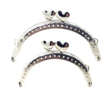 

10Pcs Silver Tone Flower Convex Double Hearts Metal Frame Kiss Clasp Lock Clutch Coins Purse Handbag Bag Handle Accessories