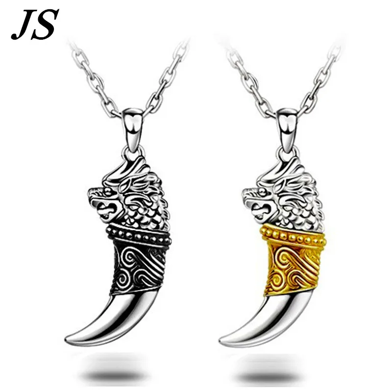 JS 2016 винтажное волшебное Клык ожерелье серебряное вязаное кружево Племенной