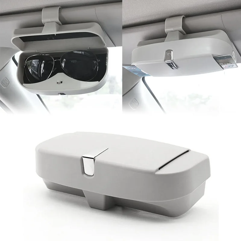 

Car Glasses Box Case Organizer Sunglasses Holder Storage Sun Visor Clip Stowing Tidying Card Bag Automobile Interior Accessories