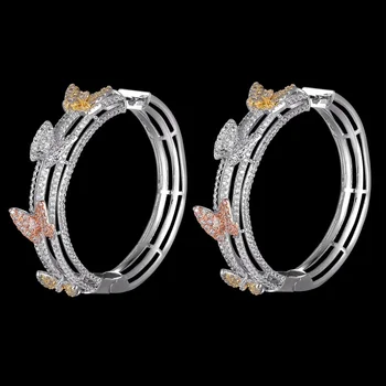 

Zlxgirl Copper Wedding earrings jewelry Mirco Paved Cubic zircon Butterfly Shape Bridal Earrings Bucle d'oreille Ear Cuff