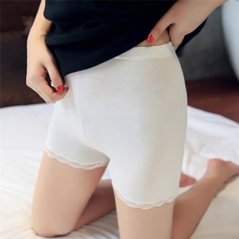 1 шт., женские модные безопасные короткие штаны, сексуальные кружевные брюки, нижнее белье, черный, белый цвет, свободный размер, талия 56 см-60 см