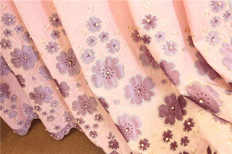 Европейский высокое качество розовый королевский синель лазерная вышивка затемненные шторы для гостиной Роскошная вуаль занавеска для спальни