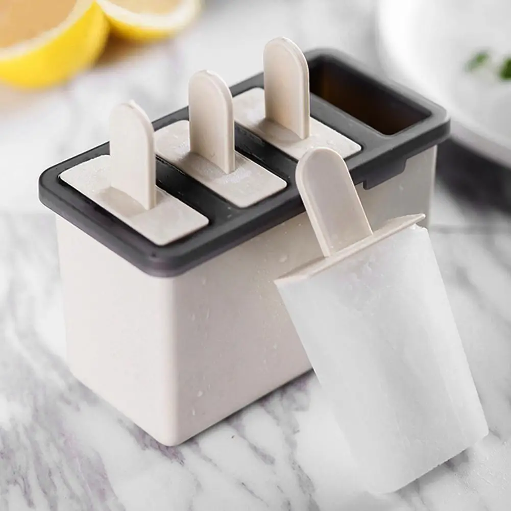 

4 Holes Kitchen Ice Cream Maker Mold Reusable Non-stick Frozen Lolly Tray Pan