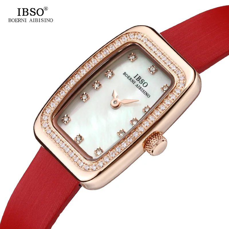 

IBSO New Rectangular Design Women Watches 2019 Shell Dial Quartz Watch Women Crystal Diamond Ladies Watch Fashion Montre Femme