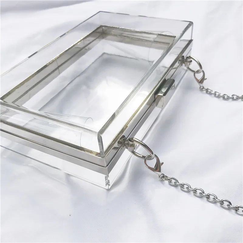 Transparent Women Clutch Bags Acrylic Clutches Purses Girls Evening Bags Wedding Clutches Chain Ladies Shoulder Bag Bolsa Female