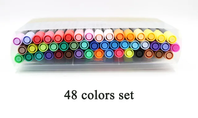 80 цветов художественный и графический Рисунок манга на водной основе Пигментные чернила двойной наконечник кисти и тонкий наконечник Эскиз маркер ручка Акварельная кисть - Цвет: 48 PCS