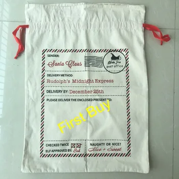 

200pcs/lot free shipping Christmas santa sack gift bags striped envelop canvas santa sack 2 styles mixed fast delivery