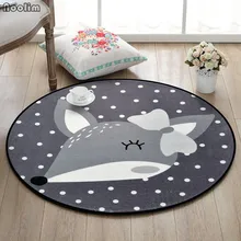 NOOLIM белый серый мультфильм животных Медведь Лиса панда круглый ковер для Гостиная Спальня домашнего декора ковер Для детей мягкий игровой коврик
