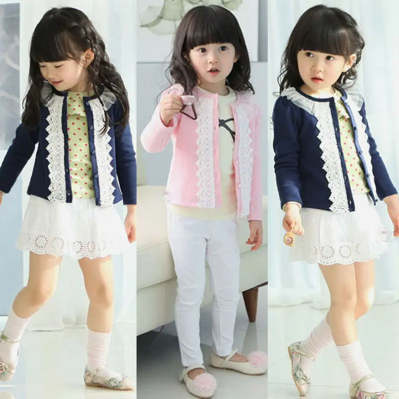 

Toddler Baby Girls Kids Lace Cardigan Jacket Coat Long Sleeve Knit Outwear Tops