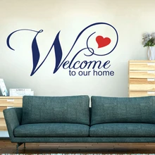 Welcome To Our Home Heart Wall Decal Living Room Kitchen Welcome Hello Quote Family Wall Sticker Bedroom Vinyl Home Decor Art hot sale welcome sweet home wall sticker for living room