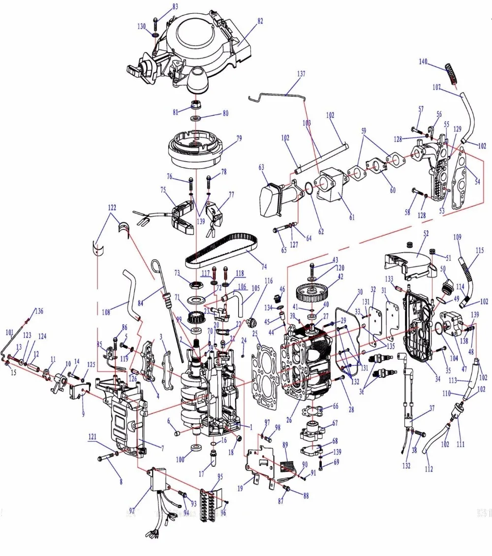 

Free shipping power system parts for hidea HDF9.9, 4 stroke 9.9HP