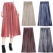 Carol diaries, осенняя элегантная плиссированная юбка, эластичная высокая талия, Женская длинная юбка, женская юбка, высокое качество, юбка миди, Saia