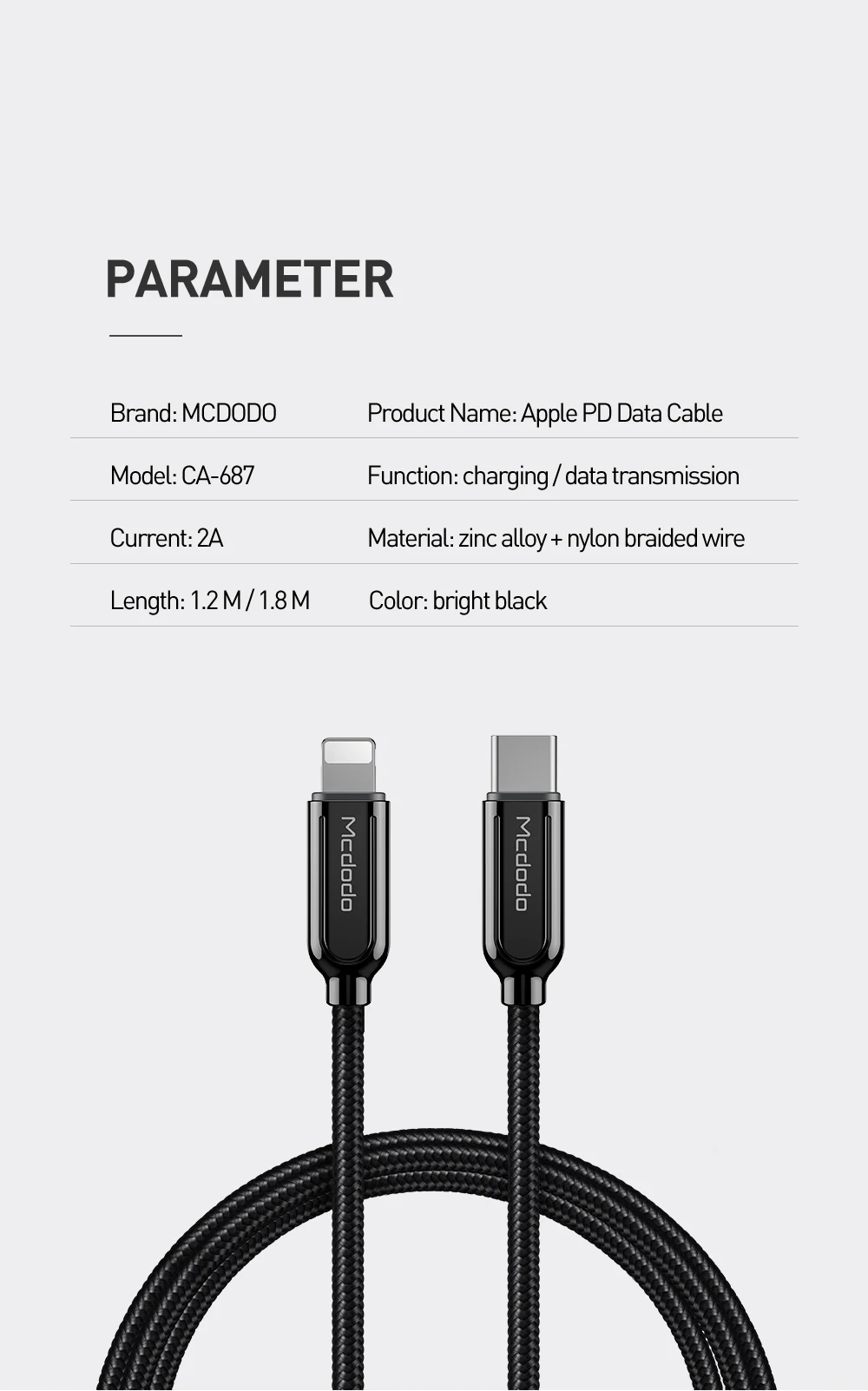 Mcdodo usb type C-8 pin кабель для IPhone X XS XR 8 Plus 18 Вт PD Быстрая зарядка USB C кабель для передачи данных для Macbook PD USB шнур