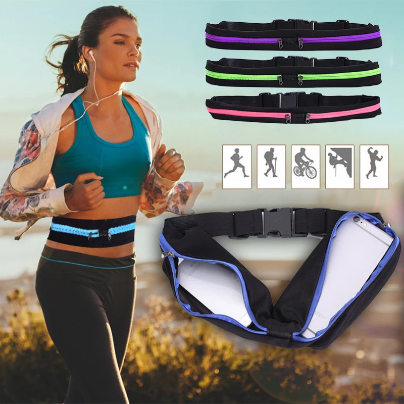 

Travle Anti-theft belt Sports Phone Pocket Running Belt Waterproof For Phone, Card, Key, Money 2 Expandable Pocket with Zipper