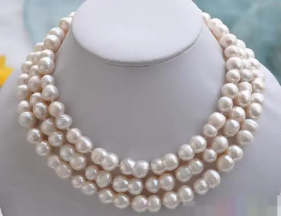 

3713 WHITE peanut DOUBLE BAROQUE FRESHWATER PEARL NECKLACE