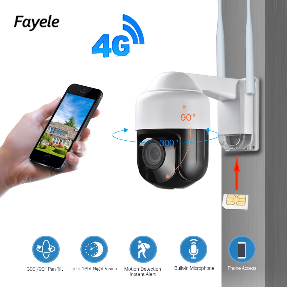 Ip камера IP66 для улицы 3G 4G PTZ 1080P поддержка SIM карты беспроводной Wi Fi IP объектив 2 8 12
