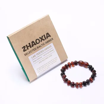 

Raw Baltic Amber Teething Bracelet for Baby(Cherry Raw - Unpolished) - Handmade in Lithuania - Lab-Tested Authentic - 2 Sizes