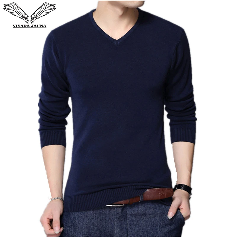 VISADA JAUNA 2017 Autumn Casual Winter Men Sweater V-neck Fashion Mens Pullover High Quality Knitting Sweaters Men Sweater N6622 VISADA JAUNA 2017 Autumn Casual Winter Men Sweater V-neck Fashion Mens Pullover High Quality Knitting Sweaters Men Sweater N6622