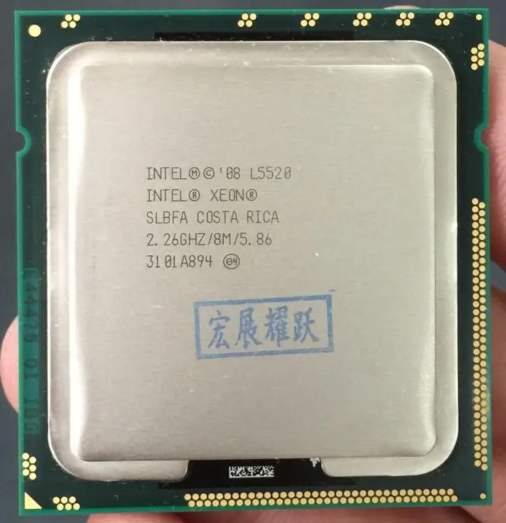 معالج إنتل زيون L5520 (8 M مخبأ ، 2.26 GHz ، 5.86 GT/s إنتل QPI) LGA1366 سطح المكتب وحدة المعالجة المركزية 100% العمل العادي