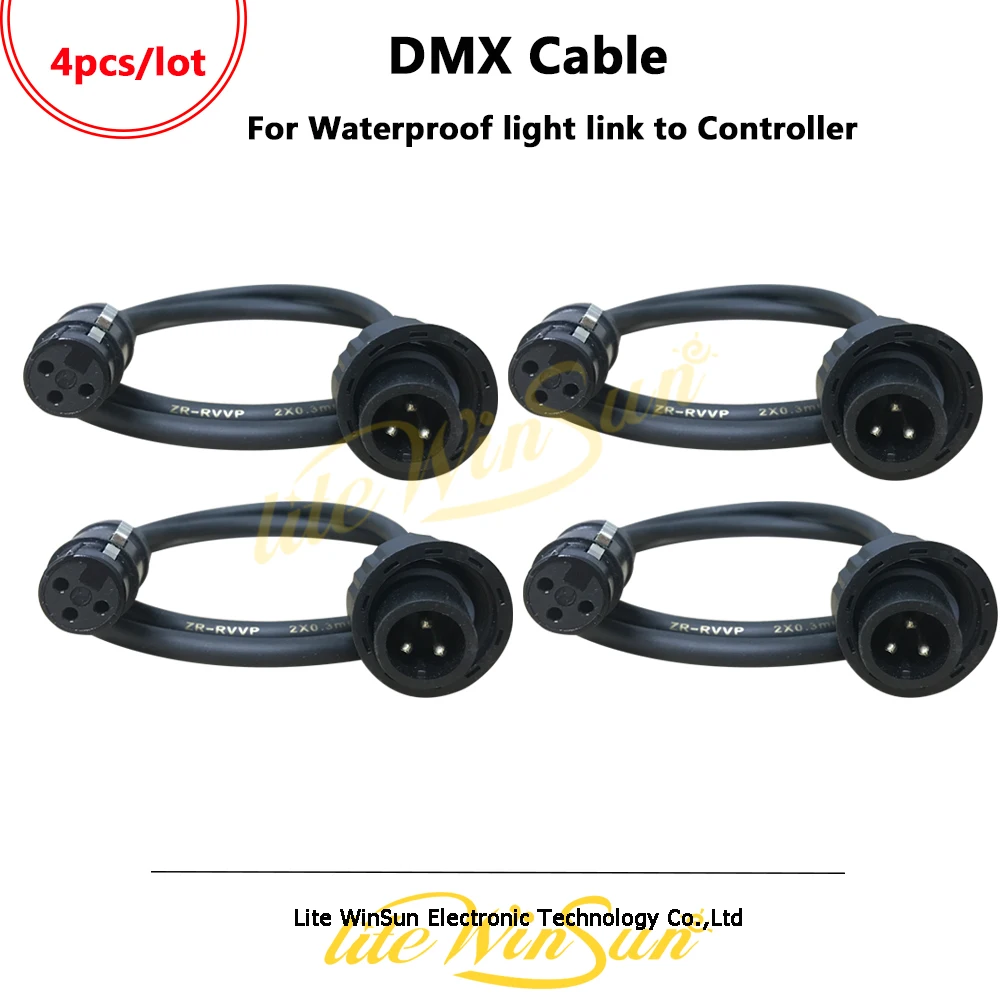 Litewinsune 4 шт. 3Pin XLR DMX512 сигнальный кабель для водонепроницаемого контроллера