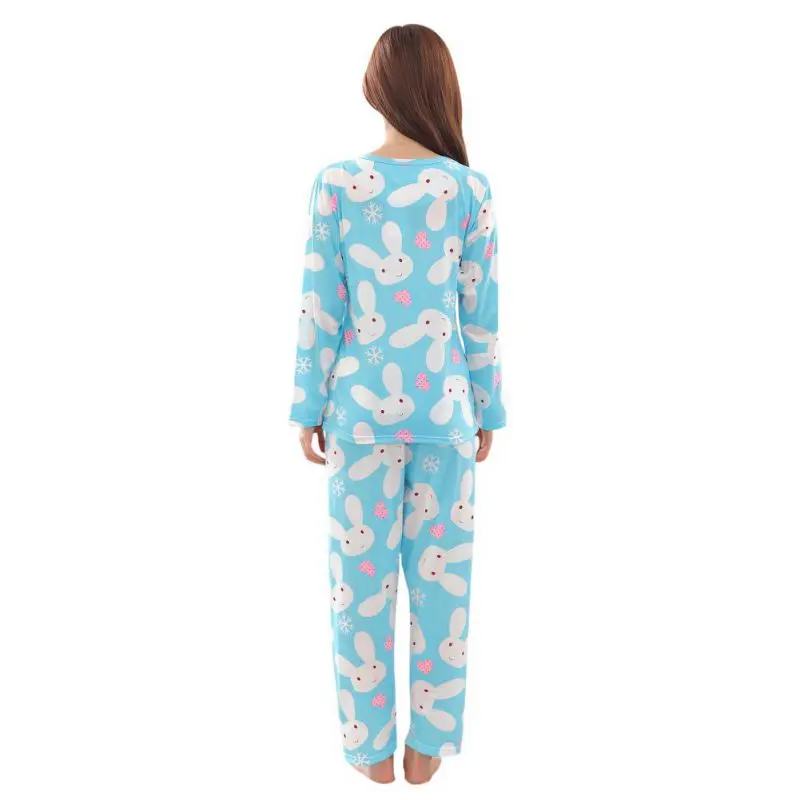 Женский пижамный комплект с героями мультфильмов, пижама с длинными рукавами, милая одежда для отдыха, домашняя одежда, пижамы для женщин, пижамы с животными - Цвет: Небесно-голубой