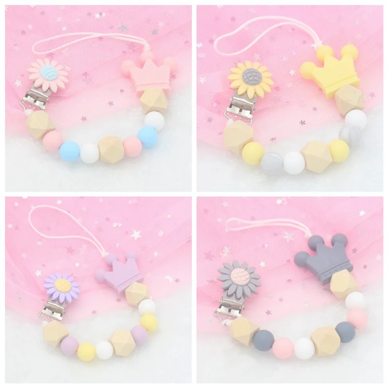 

Silicone Pacifier Chains Safe Teething Chain Babys Teether Eco-friendly Pacifier Clips Holder Chain