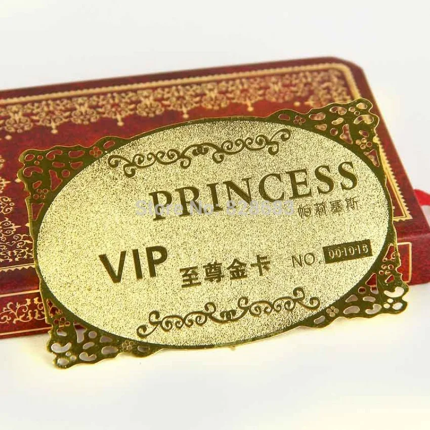 

Steel Golden Business Card with Frosted Etching and Flower Frame metal card with custom design