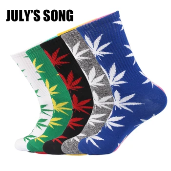 

JULY'S SONG Happy Socks Men Funny Cool Crew Socks Fits US Size 40-46 EU Size 7-12 Mesh Weed Socks Street Skate