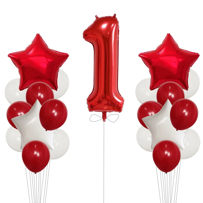 21 шт. детский душ 1 день рождения Принадлежности Декор 40 дюймов красный черный номер 1 фольгированный шар мальчик воздушные шарики для девочек 2,3 г латексные воздушные шары - Цвет: 1 years old