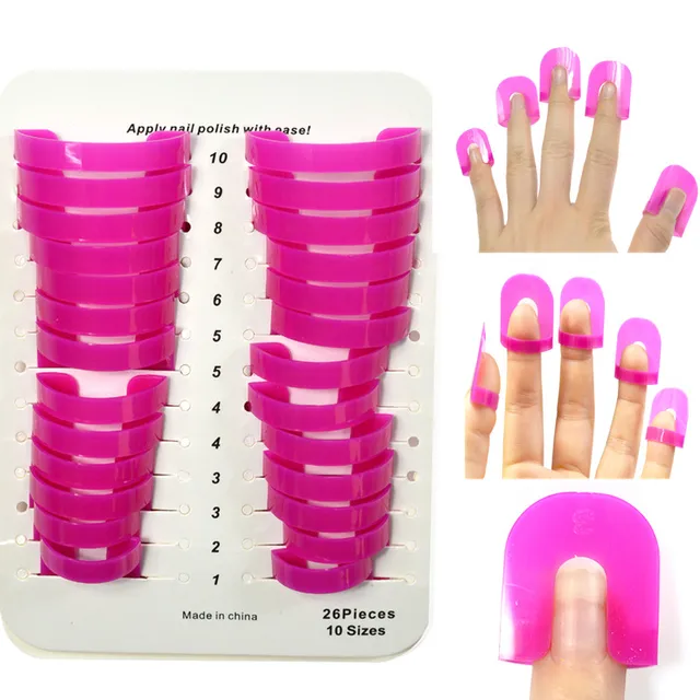 26pcs Pack Professional Pink French Nail Manicure Sticker Tips 26pcs Pack Professional Pink French Nail Manicure Sticker Tips Finger Cover Polish Shield Protector