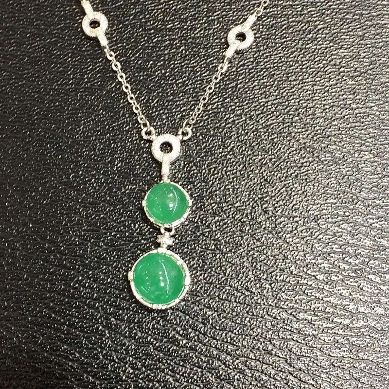

2017 Qi Xuan_Fashion Jewelry_Colombian Green Stone Fashion Necklaces_S925 Solid Silver Pendant Necklaces_Factory Directly Sales