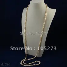 Длинное жемчужное ожерелье 48 дюймов 7-8 мм розовый цвет подлинный пресноводный жемчуг 3 шт./партия Горячая Распродажа A1340