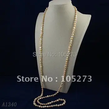 

Long pearl necklace 48inchs 7-8mm pink color Genuine freshwater pearl 3PCS/LOT HOT SALE free shipping A1340