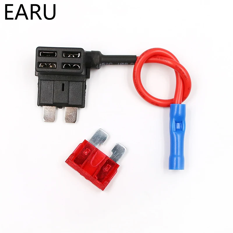 12V Fuse Holder Add-a-circuit TAP Adapter Micro Mini Standard Ford ATM APM Blade Auto Fuse with 10A Blade Car with holder car fuse kit blade fuses car fuse holder fuse holder car fuses fuse adapter holder