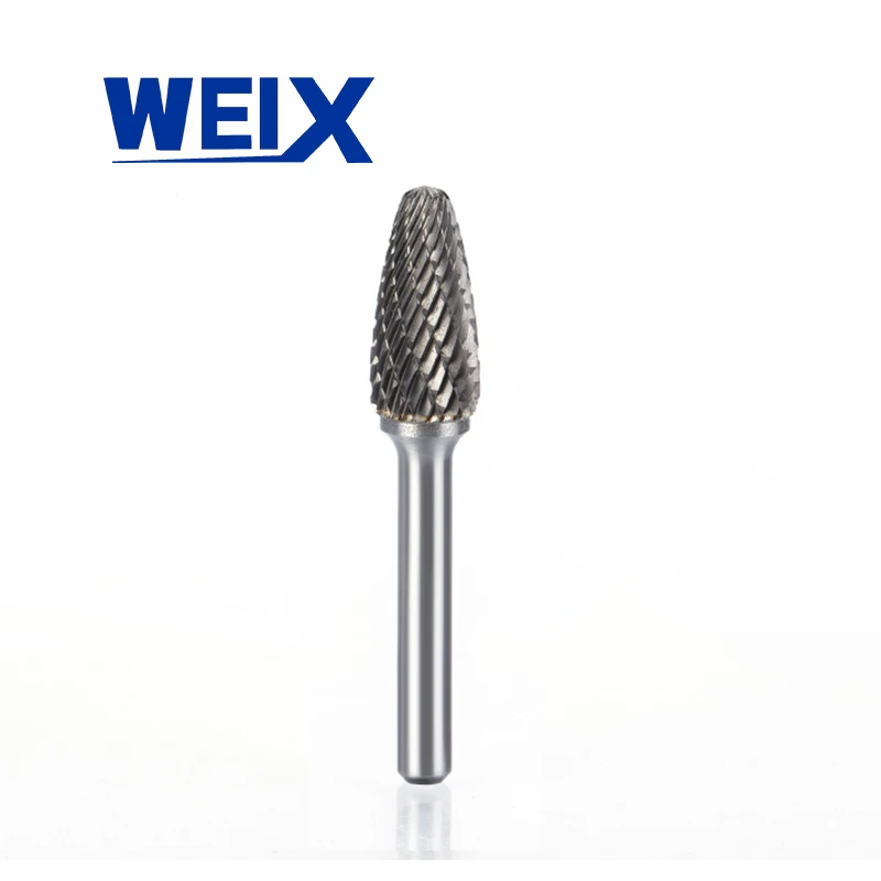 

WEIX 1pc 6mm Shank Carbide burr F type Cutter Metal Grinding Carving Rotary File Cylindrical Router Bit For Metal Polishing