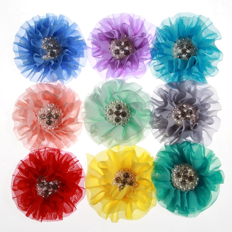 

5PCS 10CM 3.9inch Newborn Chiffon Artificial Flower For Wedding Invitation Fabric Flowers For Dress Decoration