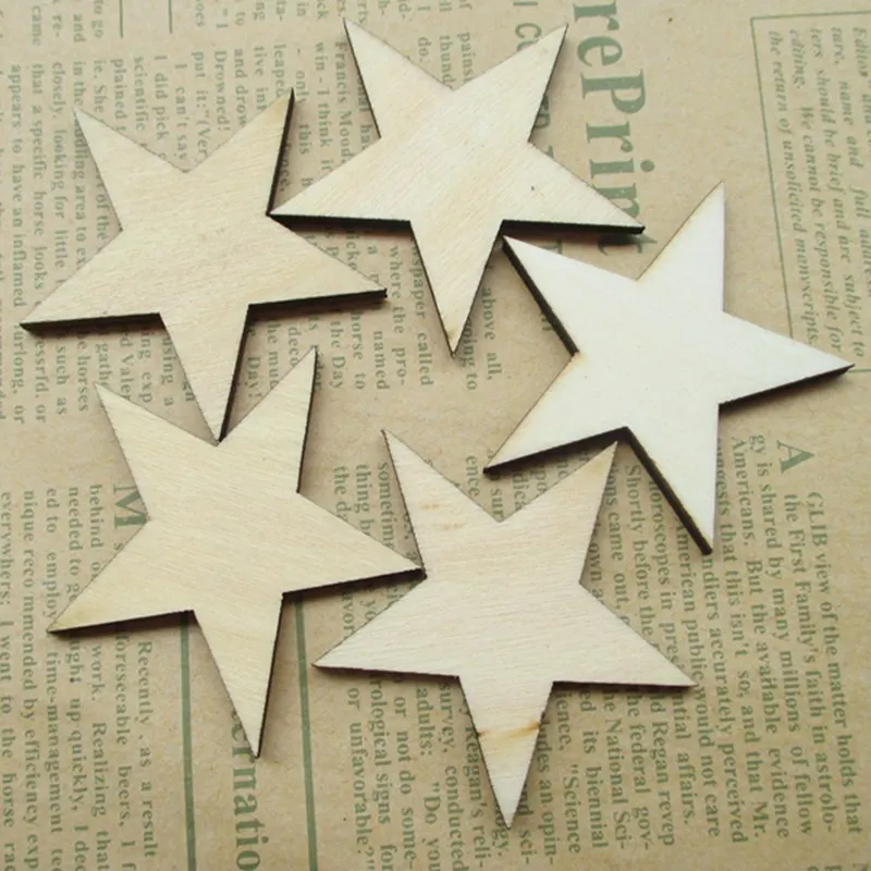  36pcs/lot 80mm Blank pentagram natural plywood Suitable for Christmas party wood wedding teaching o - 32493591731