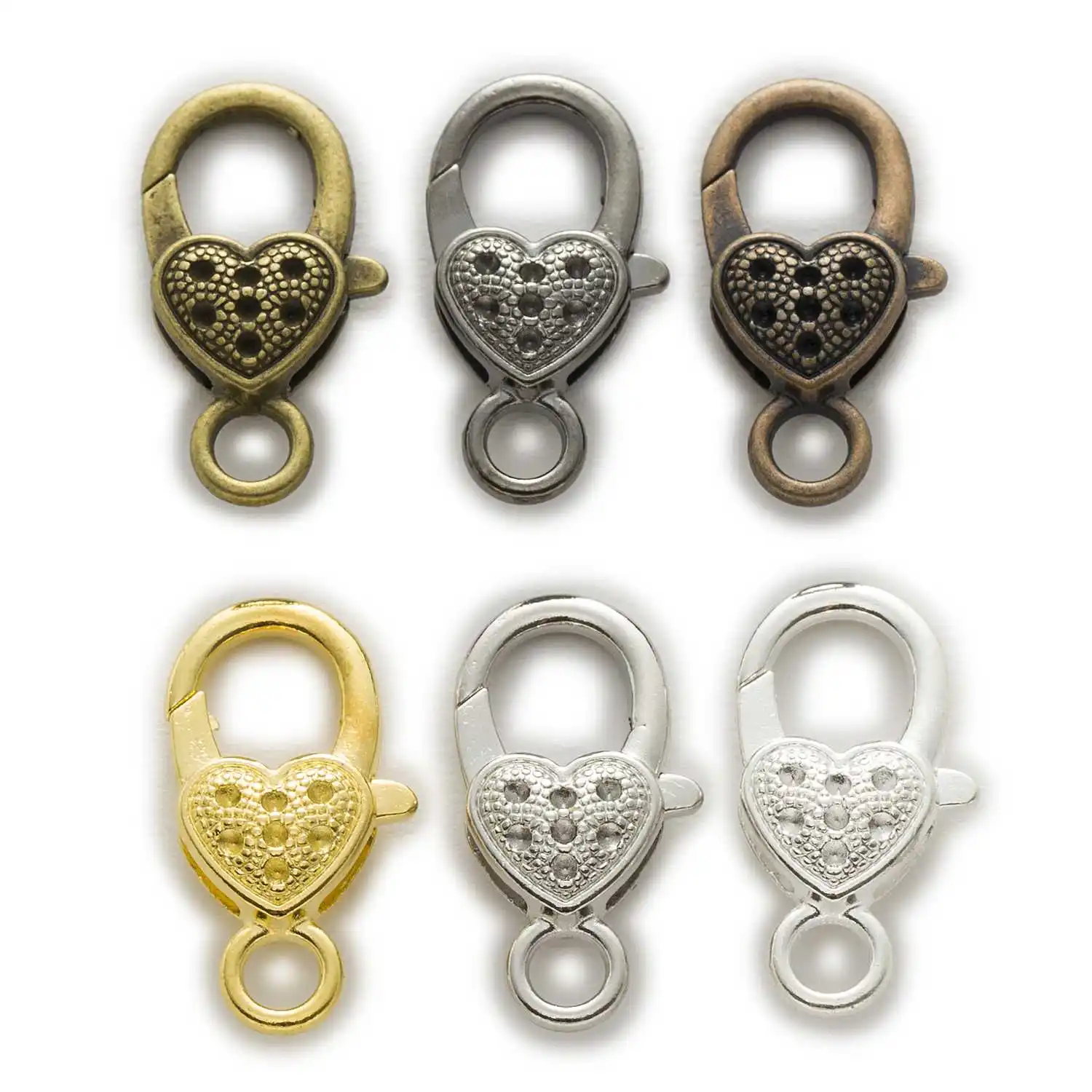 5 Piece 6 Colors Heart Shaped Metal Lobster Clasps Connector Findings