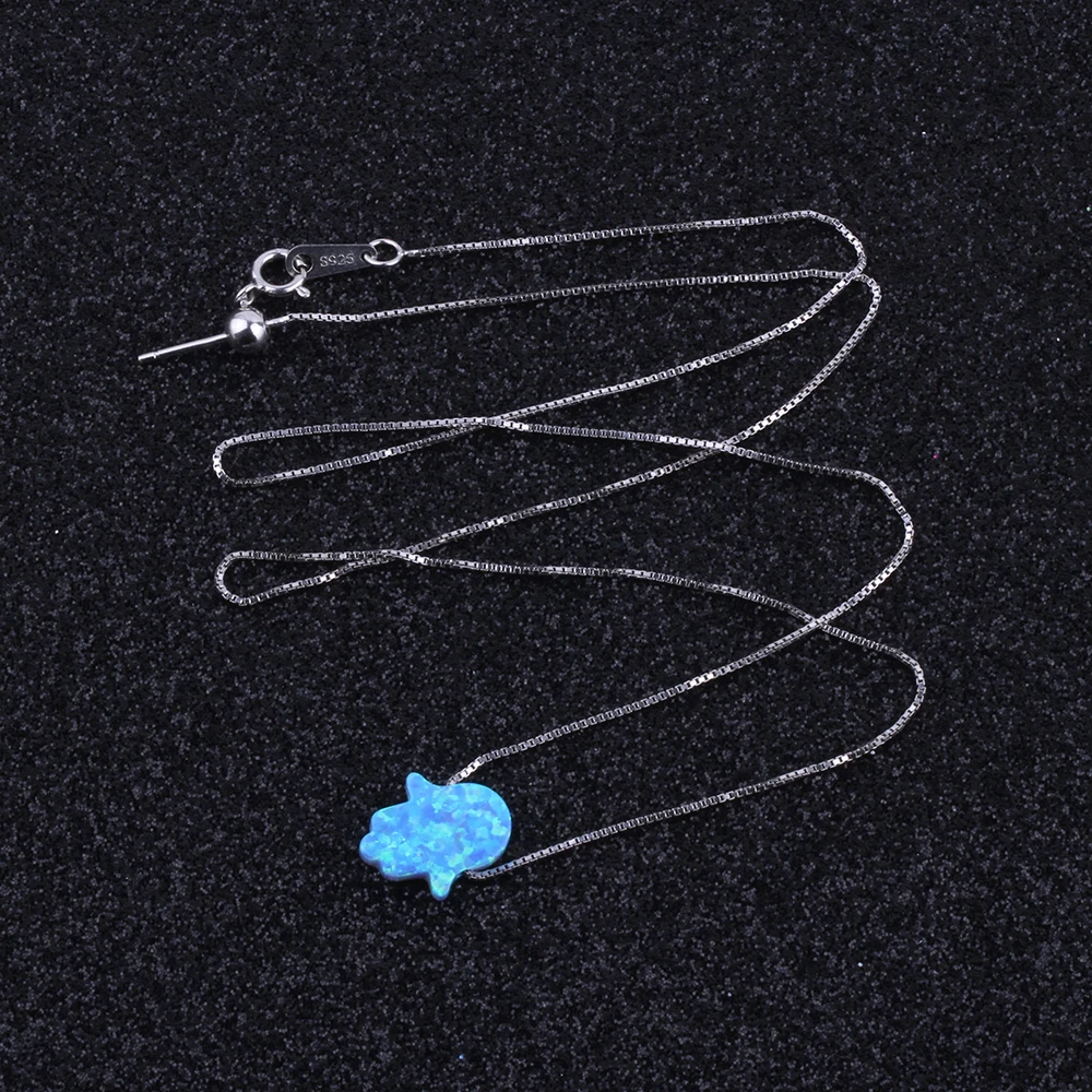 Модное ожерелье Hamsa из серебра 925 пробы с опалом 78 цветов 11 х13 мм|hamsa necklace|silver