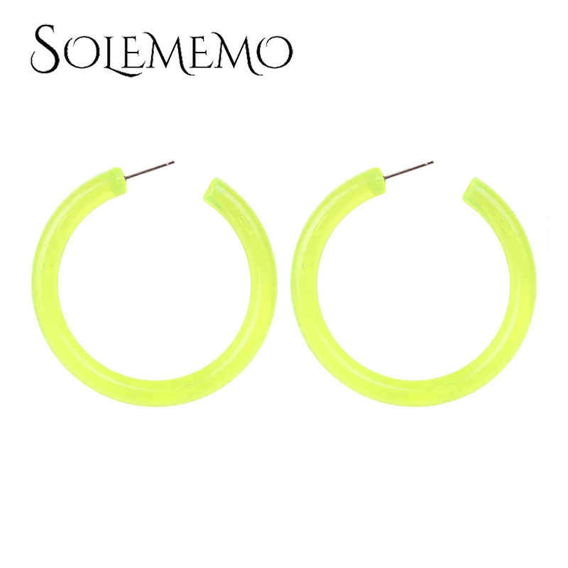 Solememo, специальная мода, неоновые, красные, оранжевые, зеленые серьги для женщин, девушек, большой круг обруч, серьги в стиле панк, флуоресцентные ювелирные изделия E5285